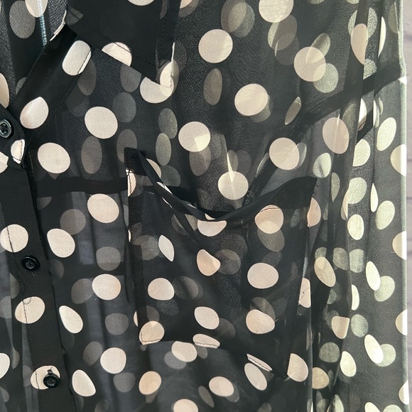 Free People Black Polka Dot Adjustable Sleeves Blouse - See Measurements!! - Picture 6 of 14